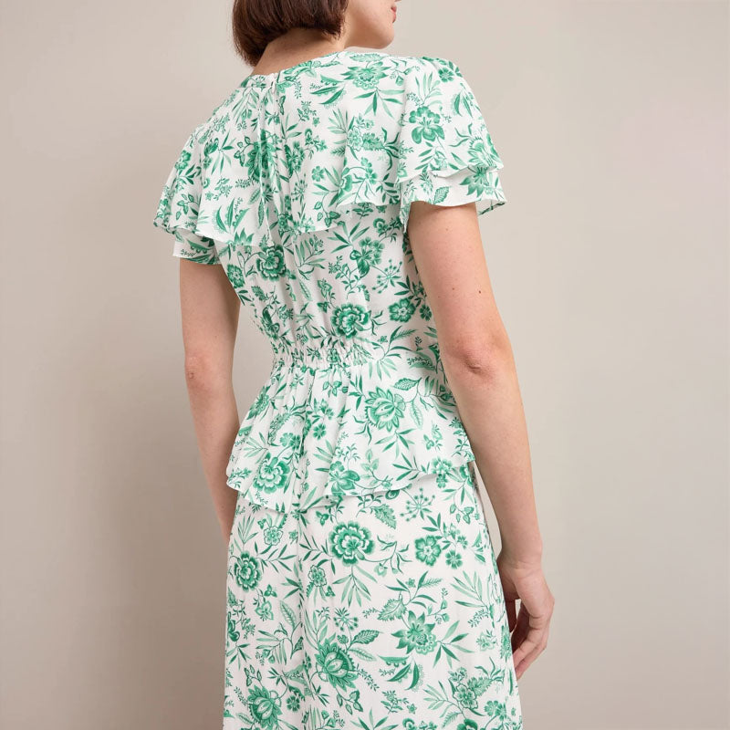CEFINN Vivienne Maxi Dress in Green Palm Floral Print
