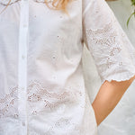 BLACK COLOUR BCAgneta Lace Blouse in Off White