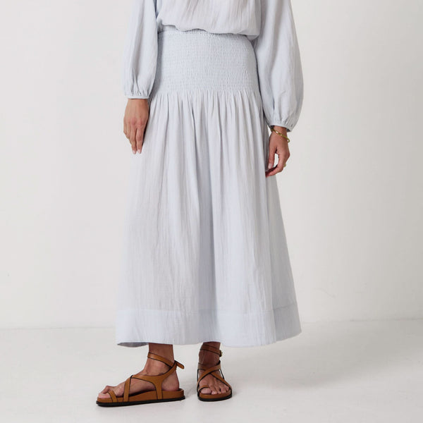 MONDO CORSINI Sula Elasticated Full Skirt in Cloud