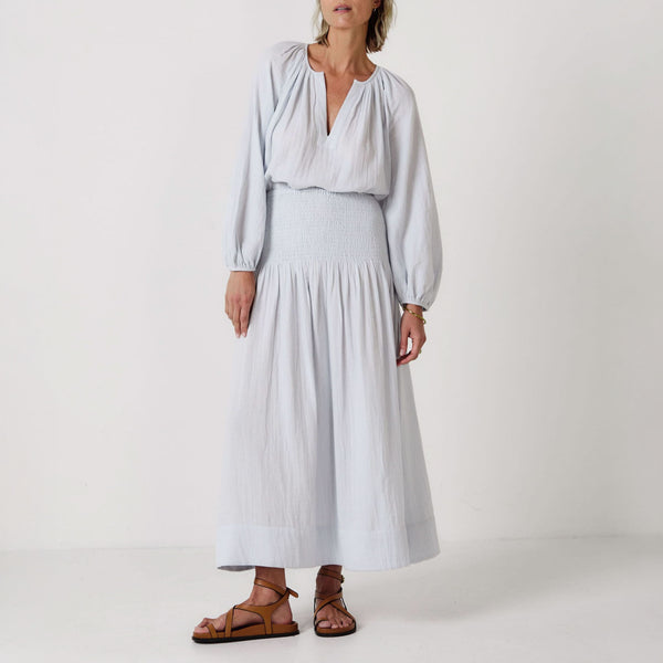 MONDO CORSINI Sula Elasticated Full Skirt in Cloud