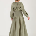 MONDO CORSINI Sula Cotton Elasticated Skirt in Olive