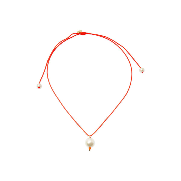 LA MOME BIJOU One Pearl Necklace in Fluo Orange