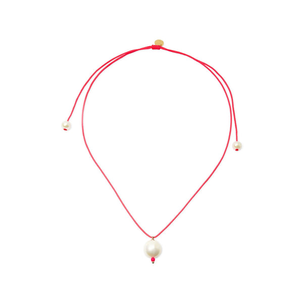 LA MOME BIJOU One Pearl Necklace in Fluo Pink