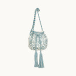 M.A.B.E Suri Embroidered Pouch in Ecru/Blue