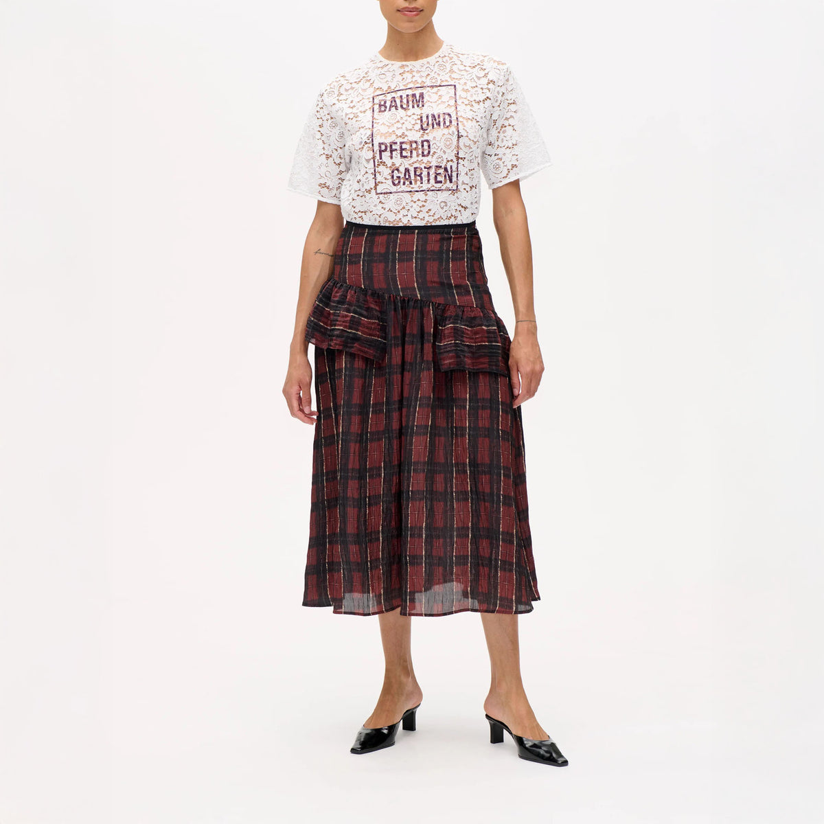 BAUM UND PFERDGARTEN Sabela Skirt in Dark Red Check