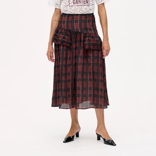 BAUM UND PFERDGARTEN Sabela Skirt in Dark Red Check