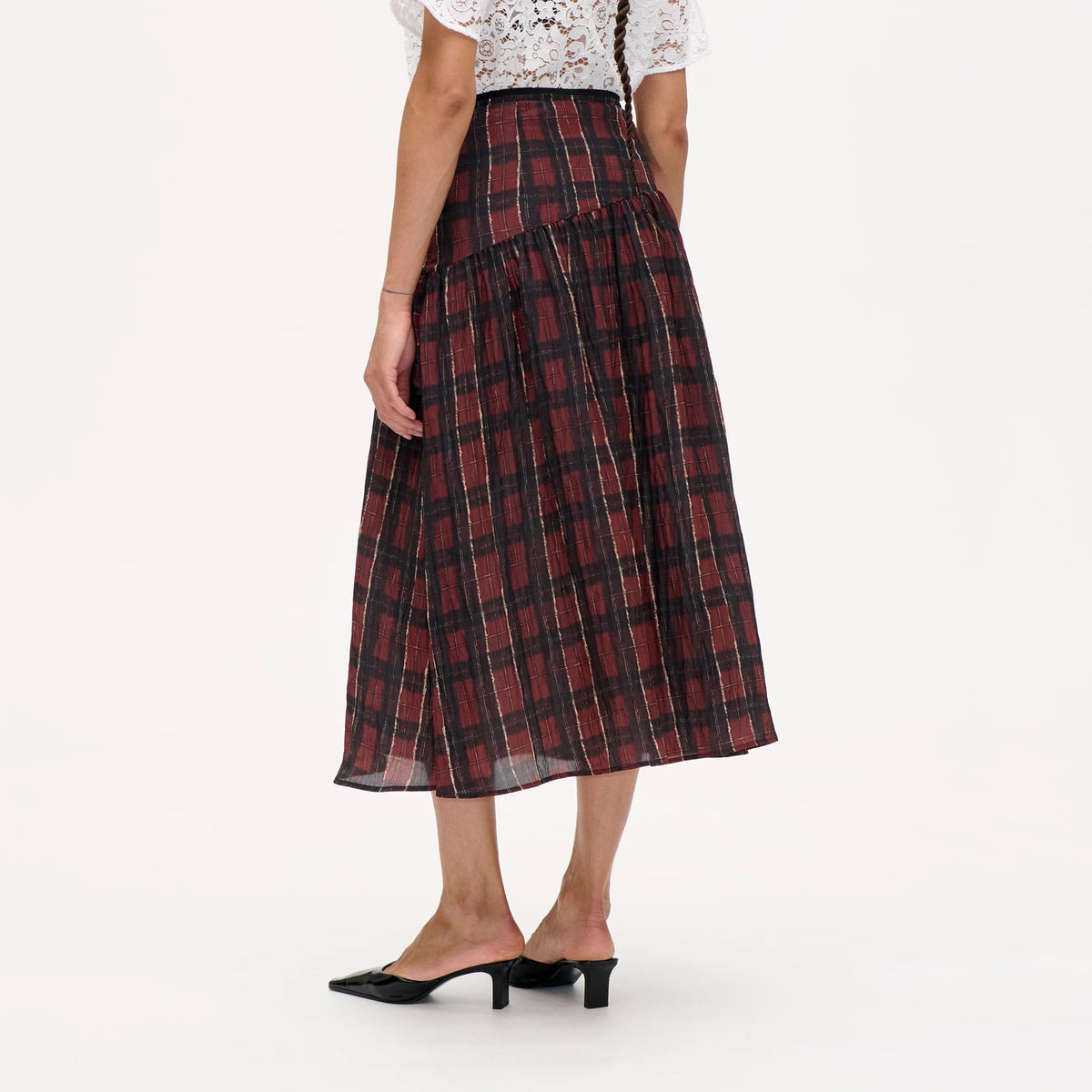 BAUM UND PFERDGARTEN Sabela Skirt in Dark Red Check