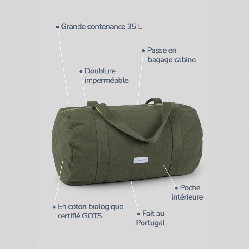 LES PENSIONNAIRES Organic Cotton Bowling Bag in Caper Green