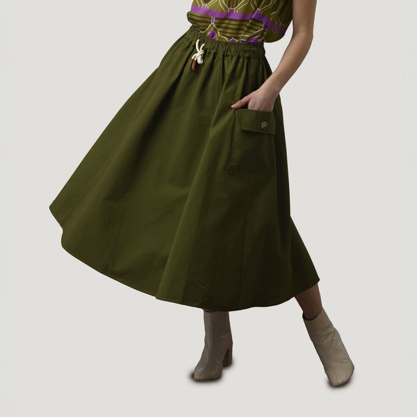 ORFEO Sadie Cargo Skirt in Khaki
