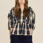 SAMDI Beatrice Ruffle Blouse in Check