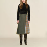 SAMDI Stella Tartan Pleat Wrap Skirt in Olive