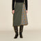 SAMDI Stella Tartan Pleat Wrap Skirt in Olive