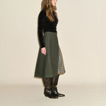 SAMDI Stella Tartan Pleat Wrap Skirt in Olive