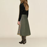 SAMDI Stella Tartan Pleat Wrap Skirt in Olive