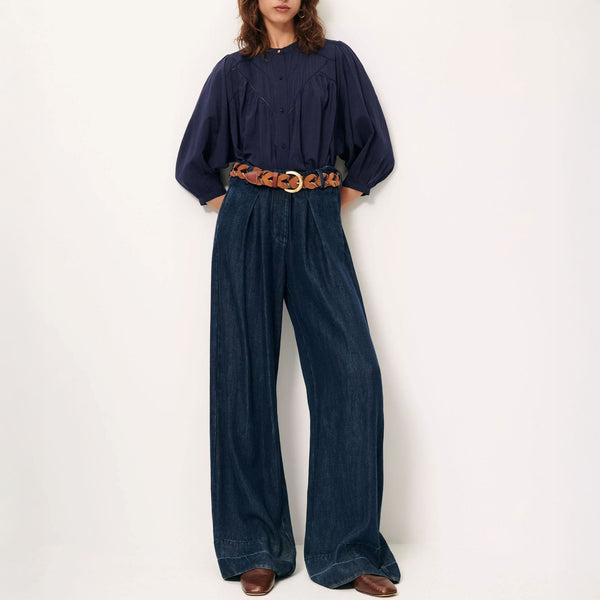 SESSUN Savi Puff Blouse in Indigo