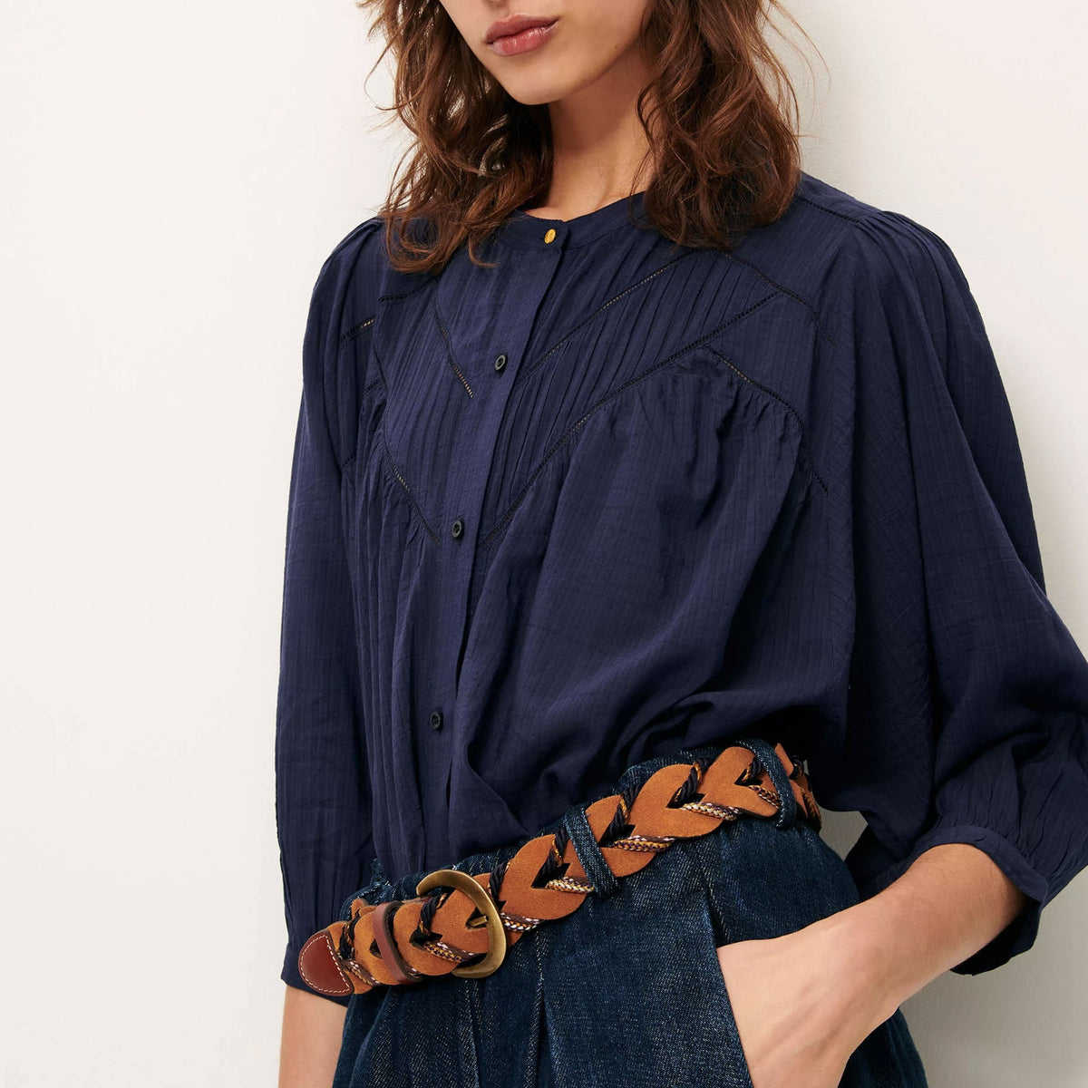 SESSUN Savi Puff Blouse in Indigo