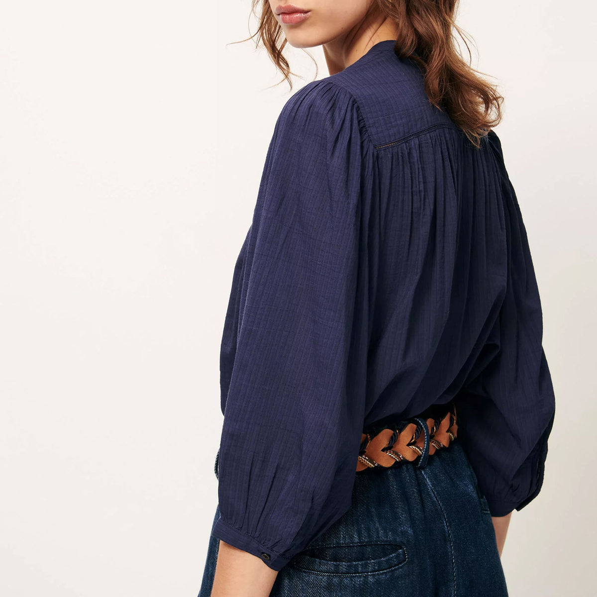 SESSUN Savi Puff Blouse in Indigo