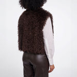 RINO & PELLE Sensy Hairy Gilet in Coffee Roast