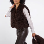 RINO & PELLE Sensy Hairy Gilet in Coffee Roast
