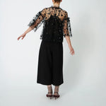 STELLA NOVA Sequins Sheer Mesh Blouse with Camisole in Black
