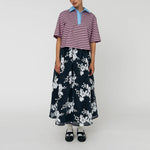 STELLA NOVA Sequins Mesh Midi Skirt in White/Blue