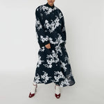 STELLA NOVA Sequins Mesh Midi Skirt in White/Blue