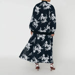 STELLA NOVA Sequins Mesh Midi Skirt in White/Blue