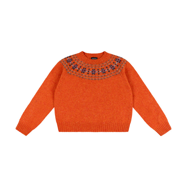 QUINTON & CHADWICK Shaggy Fairisle Jumper in Satsuma