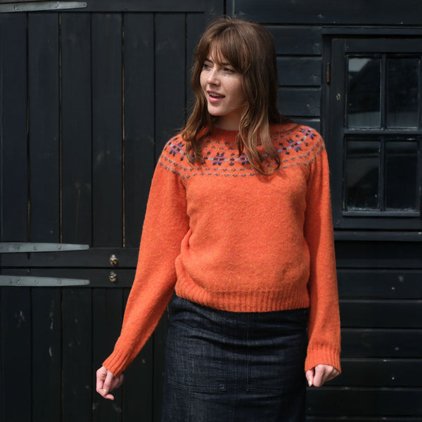 QUINTON & CHADWICK Shaggy Fairisle Jumper in Satsuma