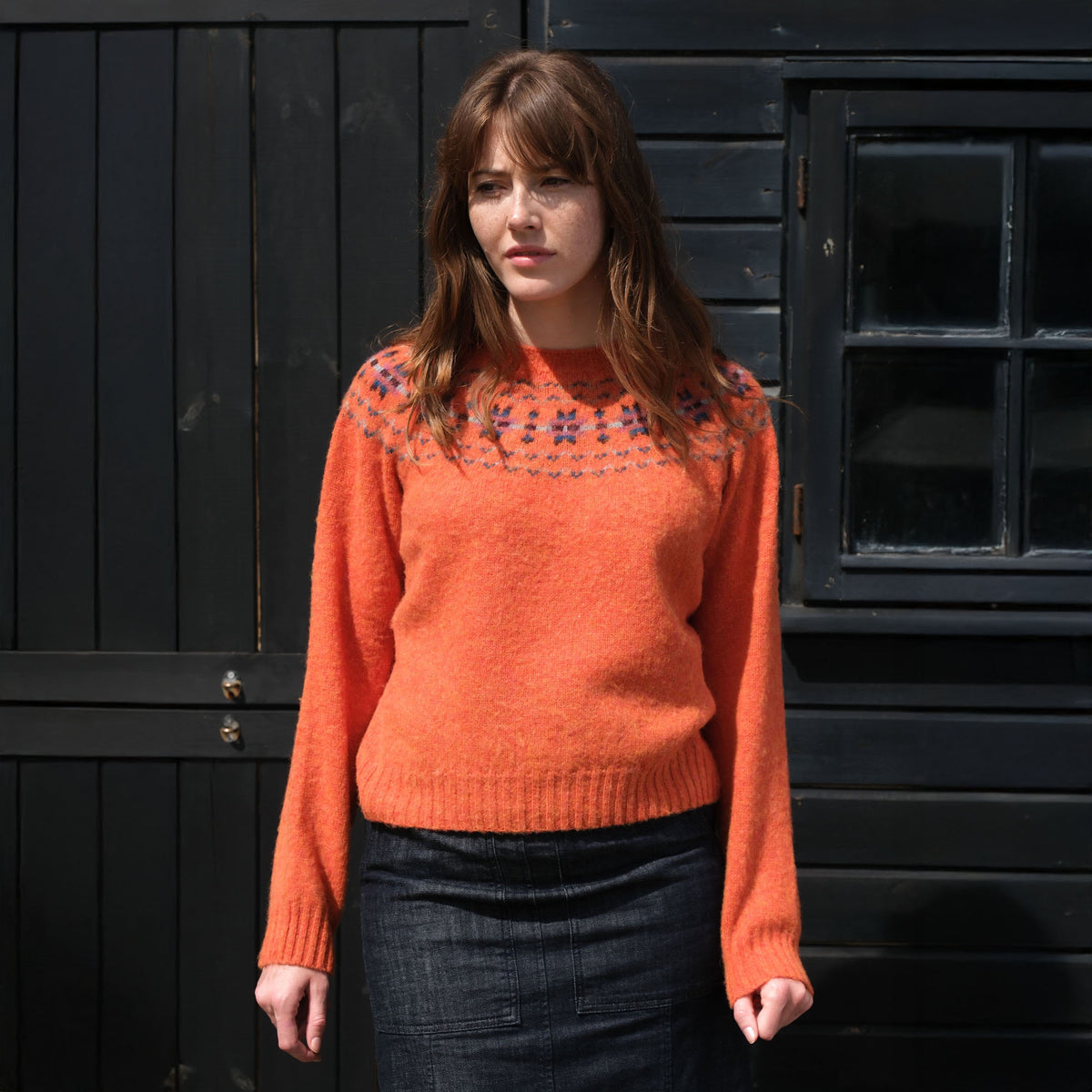 QUINTON & CHADWICK Shaggy Fairisle Jumper in Satsuma