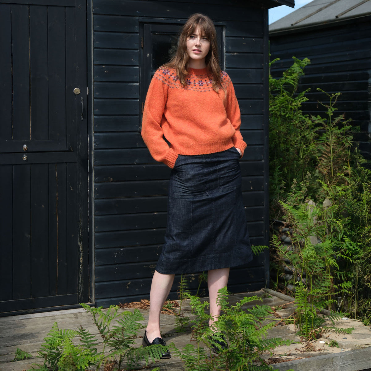 QUINTON & CHADWICK Shaggy Fairisle Jumper in Satsuma