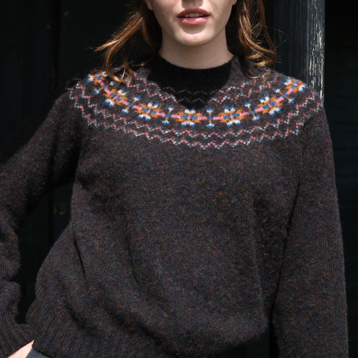QUINTON & CHADWICK Shaggy Fairisle Jumper in Volcano