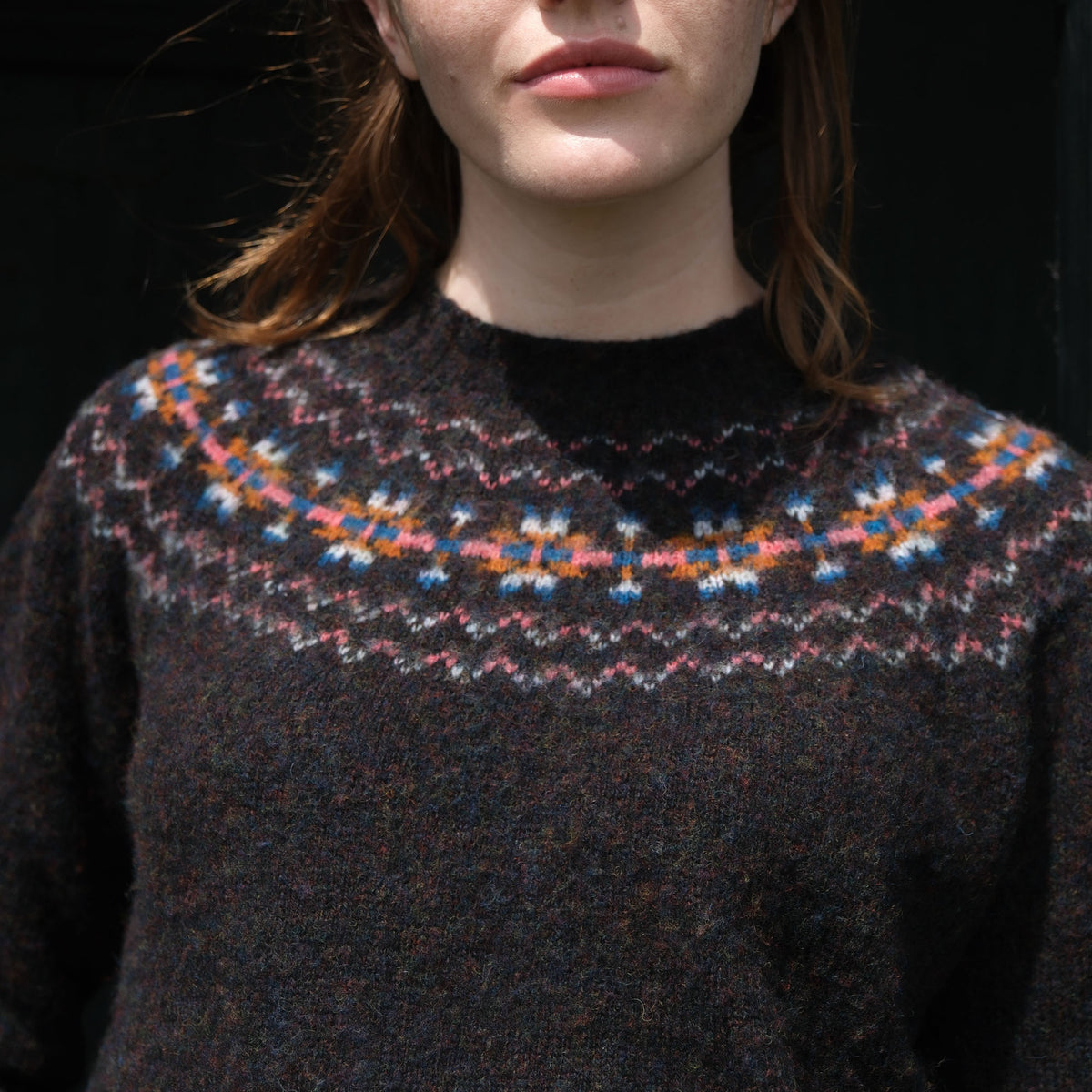 QUINTON & CHADWICK Shaggy Fairisle Jumper in Volcano