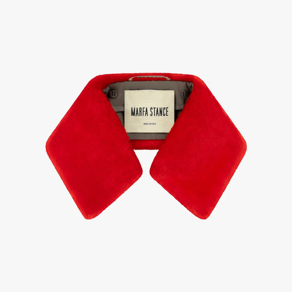 MARFA STANCE Shearling Collar in Bright Red