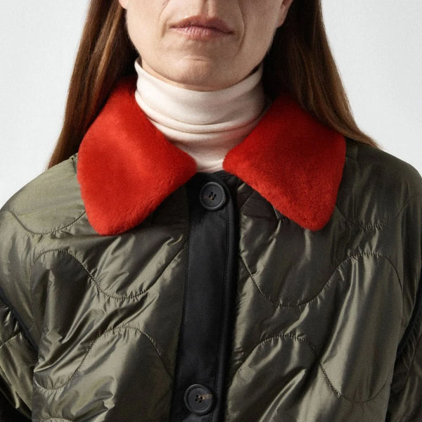 MARFA STANCE Shearling Collar in Bright Red