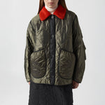 MARFA STANCE Shearling Collar in Bright Red