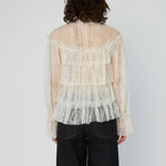 STELLA NOVA Sheer Frill Lace Blouse in Creme