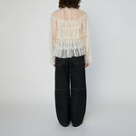 STELLA NOVA Sheer Frill Lace Blouse in Creme