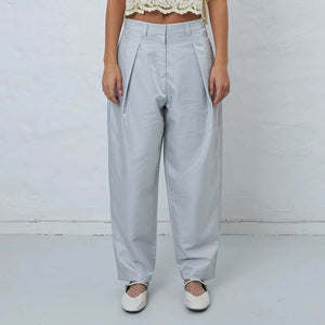 Shiny Casual Volume Pant in Light Grey