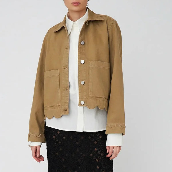 STELLA NOVA Brushed Workwear Shirt in Dark Sand