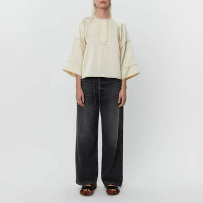 DAY BIRGER ET MIKKELSEN Sia High Shine Blend Blouse in Cloud Cream