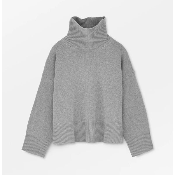 SKALL Silene T-neck Jumper in Grey Melange