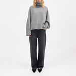 SKALL Silene T-neck Jumper in Grey Melange