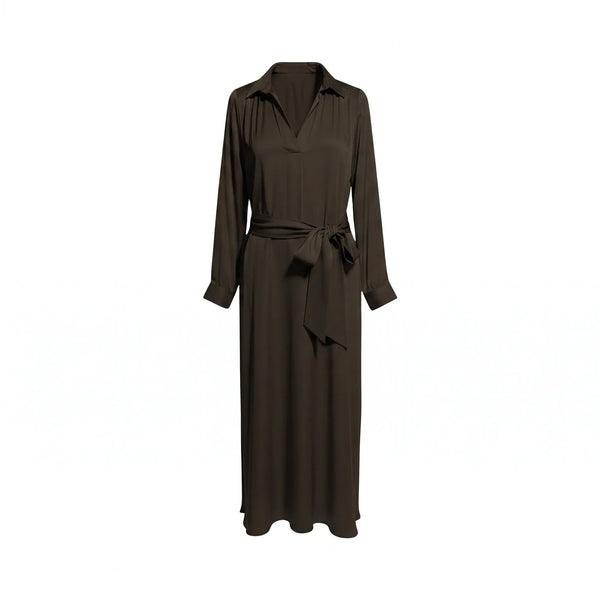 SILK95FIVE Sahara Long Luxe Dress in Cafe