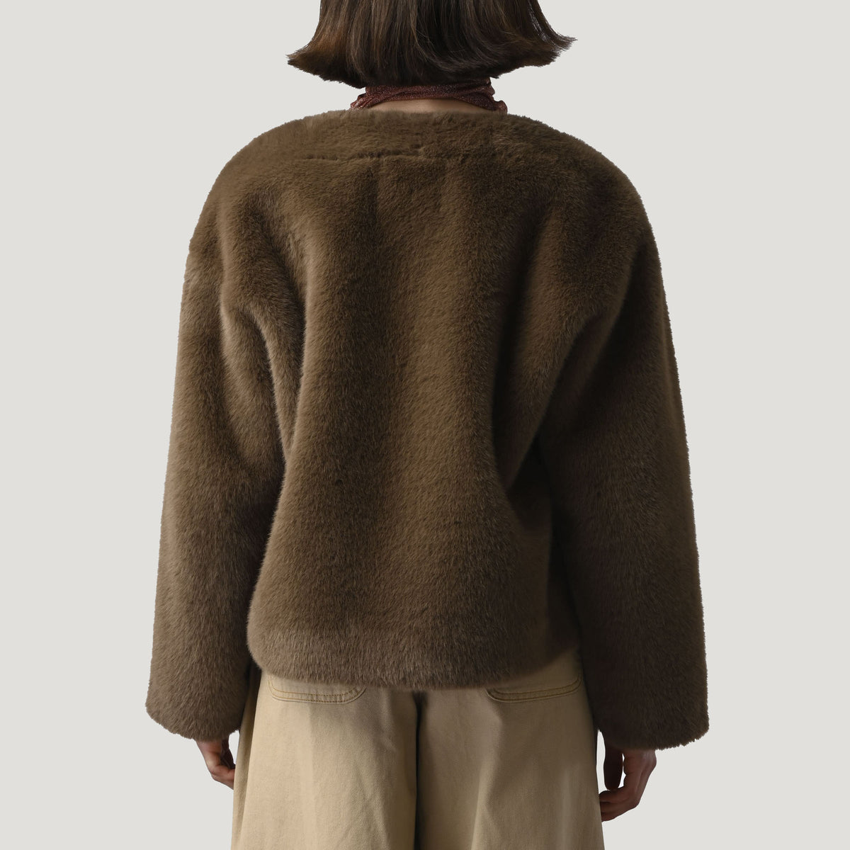 ORFEO Sissi Faux Fur Jacket in Chocolate