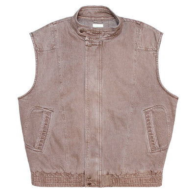 SEVENTY & MOCHI Sleeveless Oversized Juno Jacket in Washed Mocha