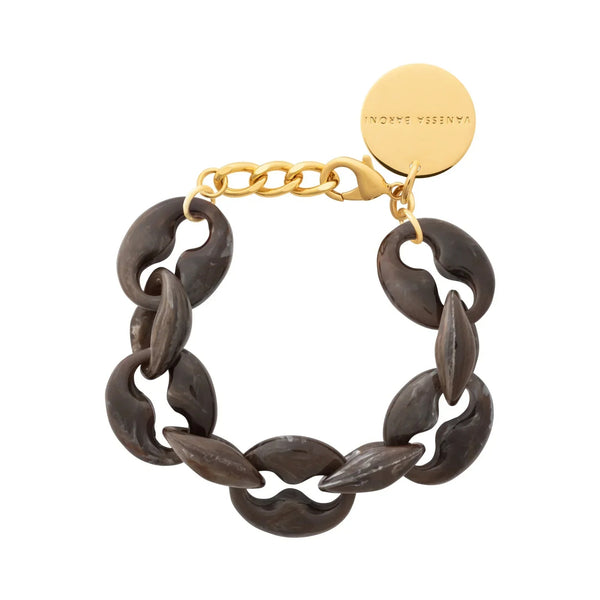 VANESSA BARONI Small Turtle Bracelet in Dark Brown Marble