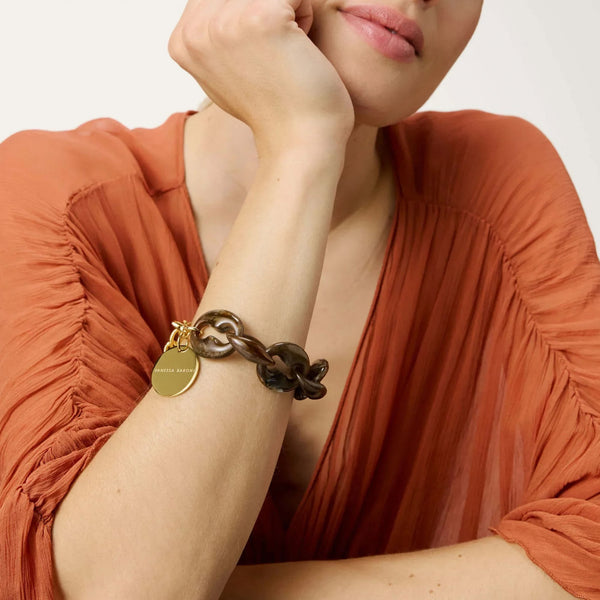 VANESSA BARONI Small Turtle Bracelet in Dark Brown Marble