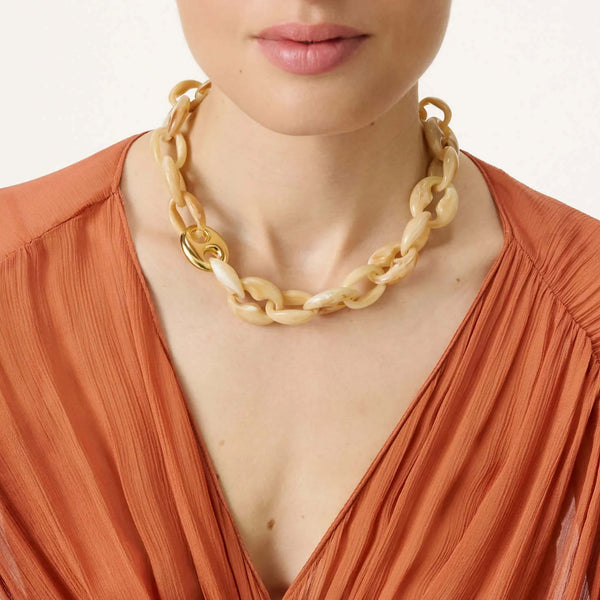 VANESSA BARONI Small Turtle Necklace in Creme Brulee Marble