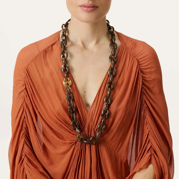 VANESSA BARONI Small Turtle Necklace in Dark Brown Marble